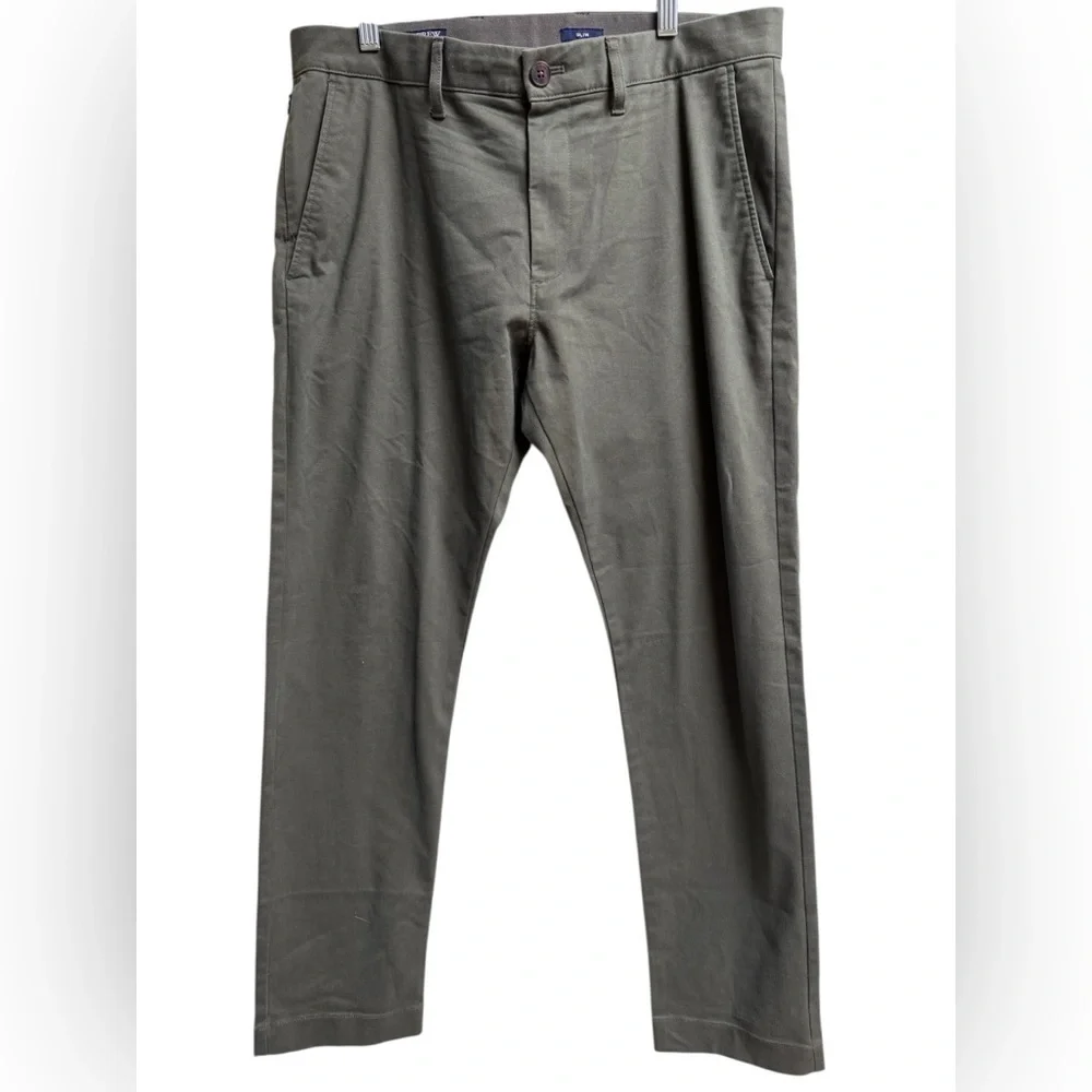 J.Crew Flex Slim Fit Olive Green Chino Pants W32 L30 Cotton Blend